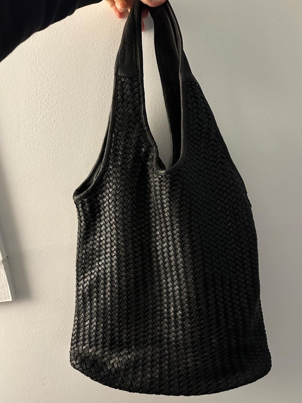 Platania Genuine Black Tote Italy - Woven Leather